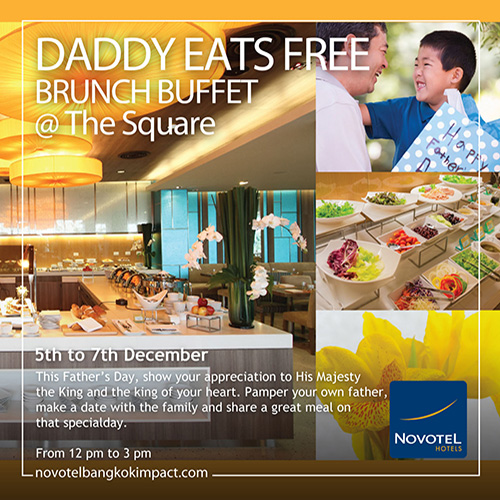 Taking dad for free lunch buffet at the Square at Novotel Bangkok IMPACT